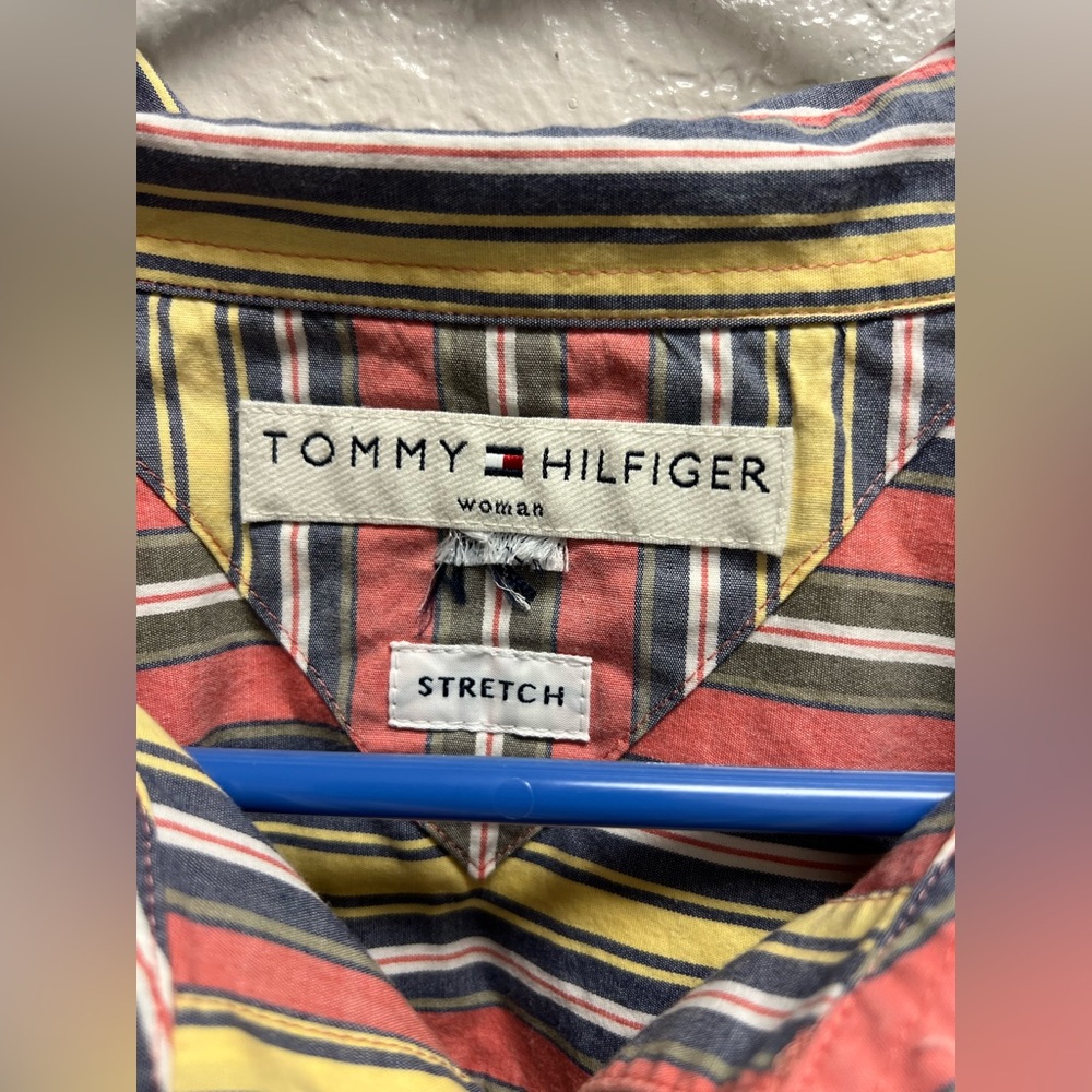 Vintage Tommy Hilfiger Women's Striped Boxy Button Down Shirt, Y2K, Size XL - Picture 3 of 6